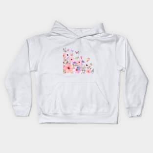 Watercolor Flower Border | Butterfflies Kids Hoodie